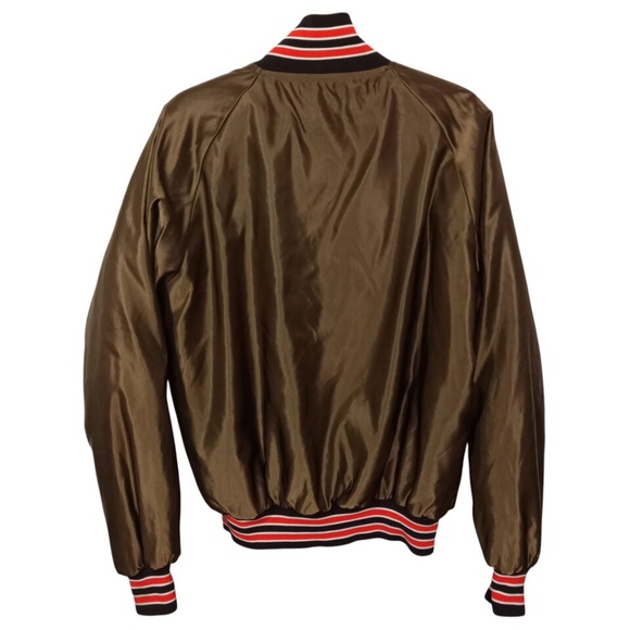 Butwin Jacket Mens M Brown Orange Bomber Pockets Chicago Bears Football - Picture 2 of 7